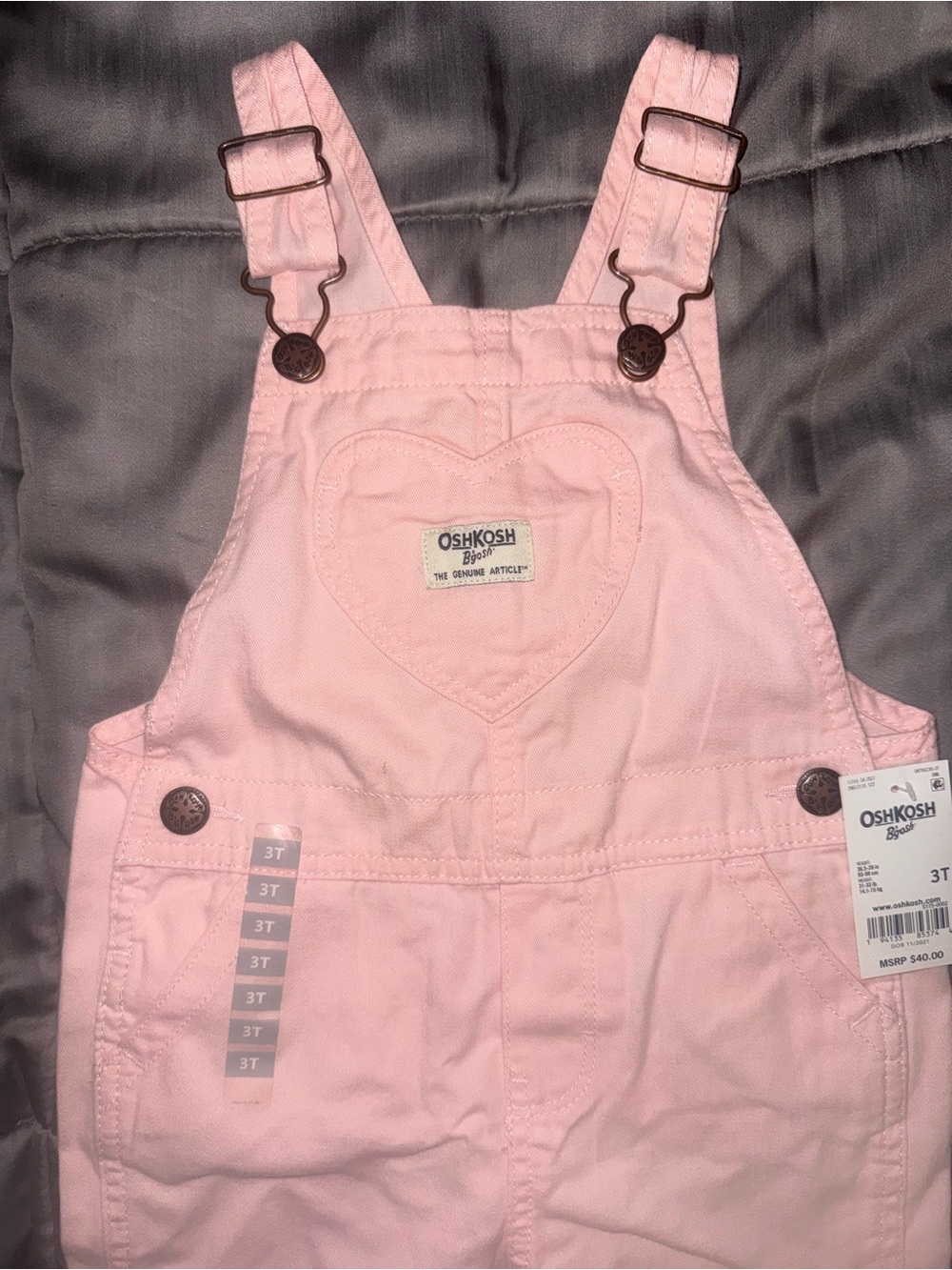 OshKosh B'gosh Pink Heart Overalls - Kids size 3T (new)